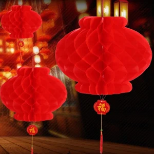 [Quà tặng] Cặp lồng đèn giấy đỏ 12cm